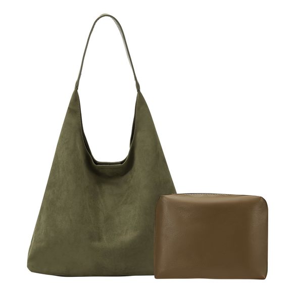 Suede Hobo Tote Bag Trendy Lhtweht Soft Foldable Suede Leather :[ - Picture 1 of 6